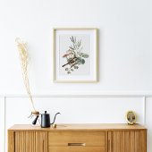 Vintage Vogel en Paddenstoel Botanisch Poster