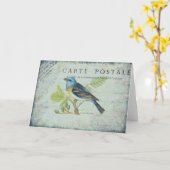 Vintage Vogel Kaart (Gele Bloem)