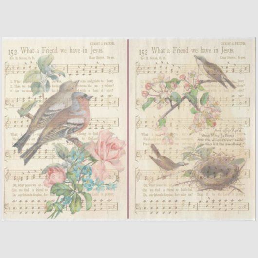Vintage Vogel Serie Design 3 Tissuepapier (Voorkant)