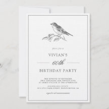 Vintage Vogel Zwart En Wit 60ste Verjaardag