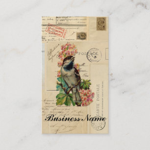 Vintage vogelbloemen Hoesje Franse Briefkaarten Visitekaartje