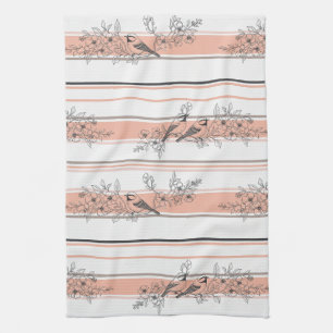 Vintage Vogelbloesem Toile Streep (12) Theedoek