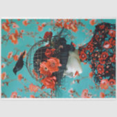 Vintage Vogelkooi Hoed Bloemendecoupage Tissuepapier (Voorkant)