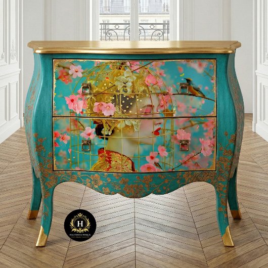 Vintage Vogelkooi Hoed Bloemendecoupage Tissuepapier