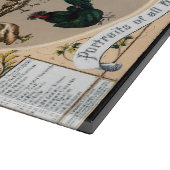 Vintage vogelkuikens en roosters snijplank (Hoek)