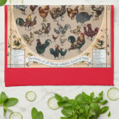 Vintage vogelkuikens en roosters theedoek (Gevouwen)