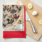 Vintage vogelkuikens en roosters theedoek (Quarter Fold)