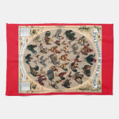 Vintage vogelkuikens en roosters theedoek (Horizontaal)