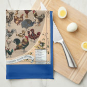 Vintage vogelkuikens en roosters theedoek (Quarter Fold)