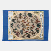 Vintage vogelkuikens en roosters theedoek (Horizontaal)