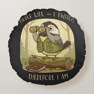 Vintage Vogelleven – Ik "twitch" dus ik ben Rond Kussen