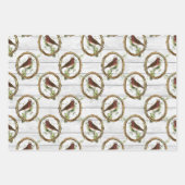 Vintage vogelpest Lijst Floral Kerstmis Inpakpapier Vel (Voorkant 3)