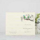 Vintage Vogels Blauw & Groen Huwelijksprogramma (Staand voorkant)