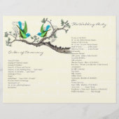 Vintage Vogels Blauw & Groen Huwelijksprogramma (Achterkant)