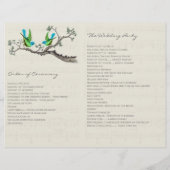 Vintage Vogels Blauw & Groen Trouwprogramma (Achterkant)