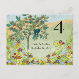 Vintage Vogels Bloem Wervelende Trouw Nummerkaart Briefkaart