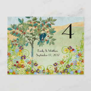 Vintage Vogels Bloem Wervelende Trouw Nummerkaart Briefkaart