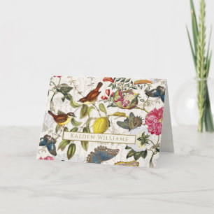 Vintage vogels Botanisch gevouwen Wenskaart Kaart