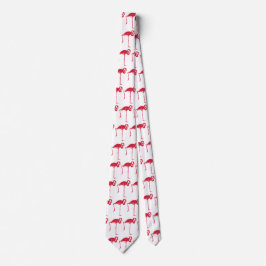 Vintage Vogels, een Roze Flamingo met Eén Been Omh Stropdas