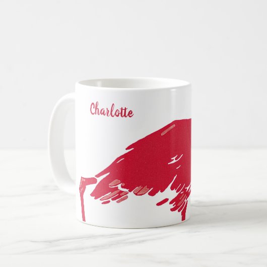 Vintage Vogels, een Roze Flamingo met Eén Poot Omh Koffiemok (Voorkant links)