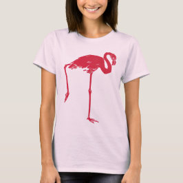 Vintage vogels, een roze flamingo met één poot omh t-shirt