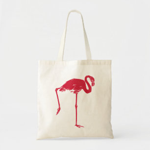 Vintage vogels, een roze flamingo met één poot omh tote bag
