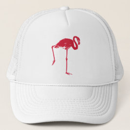 Vintage vogels, een roze flamingo met één poot omh trucker pet
