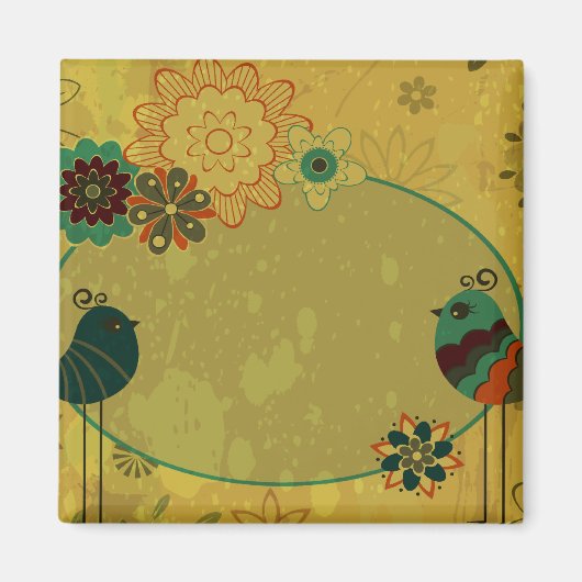 vintage vogels en bloemendesign magneet (Voorkant)