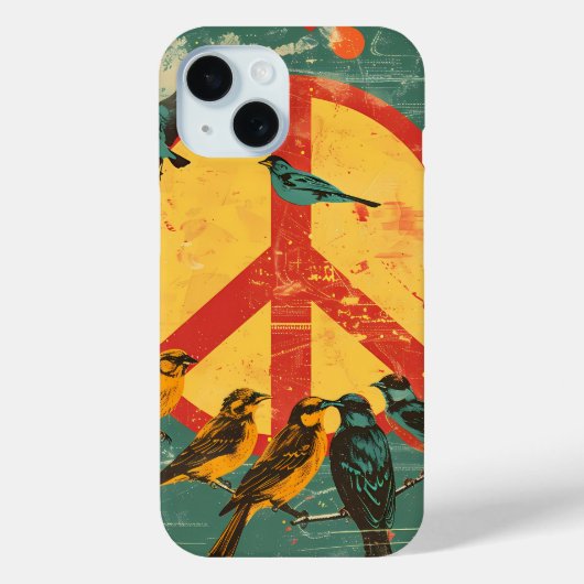 Vintage Vogels en Vredessymbool Hoesje (Achterkant)