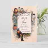 Vintage Vogels Frame Trouwkaarten Kaart (Staand voorkant)