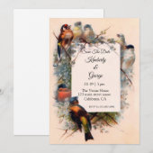 Vintage Vogels Frame Trouwkaarten Kaart (Voorkant / Achterkant)