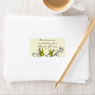 Vintage vogels geel & grijs labels vilt RSVP