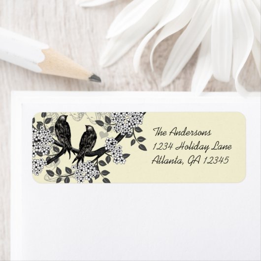 Vintage Vogels Hand Getekende Bloemen Labels (Insitu)