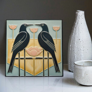Vintage vogels Mackintosh Art Deco Nouveau decor Tegeltje