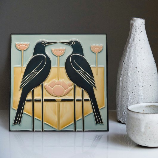 Vintage vogels Mackintosh Art Deco Nouveau decor Tegeltje