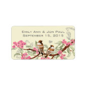 Vintage Vogels Roze Kersenbloesem Labels (Voorkant)