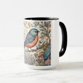 Vintage vogels Scandinavisch stofontwerp Mok (Voorkant rechts)