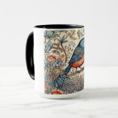 Vintage vogels Scandinavisch stofontwerp Mok (Voorkant links)