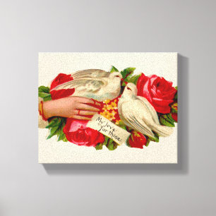 Vintage Vogels Victoriaanse Liefde Duif Klassieke  Canvas Afdruk