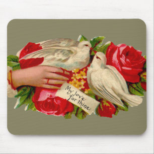 Vintage Vogels Victoriaanse Liefde Duif Klassieke  Muismat