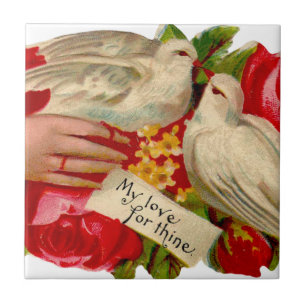 Vintage Vogels Victoriaanse Liefde Duif Klassieke  Tegeltje
