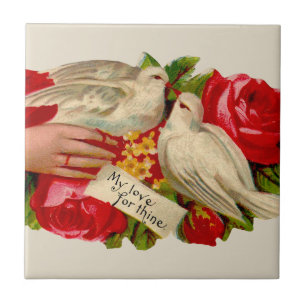Vintage Vogels Victoriaanse Liefde Duif Klassieke  Tegeltje