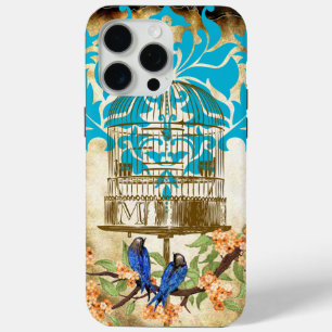 Vintage Vogels Vogelkooi Kersenbloesem Damast iPhone 15 Pro Max Hoesje