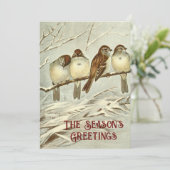 Vintage vogelstand - zeezonen - groeten feestdagenkaart (Staand voorkant)