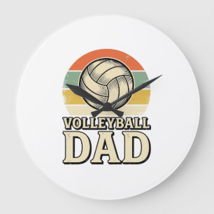 Vintage Volleybal Vader Retro T-shirt Ontwerp_1 Grote Klok