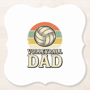 Vintage Volleybal Vader Retro T-shirt Ontwerp_1 Kartonnen Onderzetters