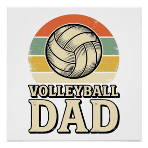 Vintage Volleybal Vader Retro T-shirt Ontwerp_1 Perfect Poster