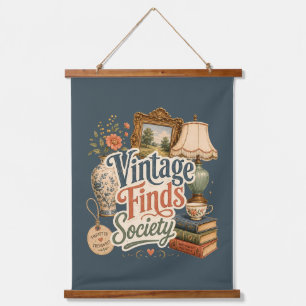 Vintage vondsten Cottagecore schatten Blauw  Hangend Wandkleed