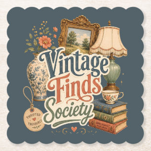 Vintage vondsten Cottagecore schatten Blauw  Kartonnen Onderzetters