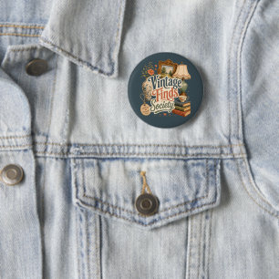 Vintage vondsten Cottagecore schatten Blauw  Ronde Button 5,7 Cm